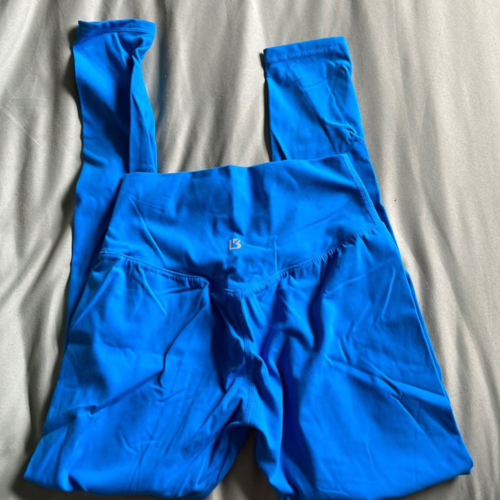 Bright blue buff bunny leggings